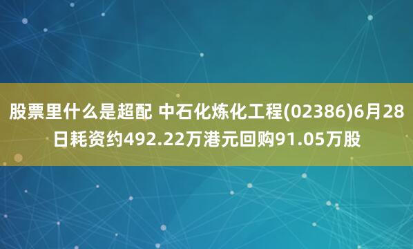股票里什么是超配 中石化炼化工程(02386)6月28日耗资约492.22万港元回购91.05万股