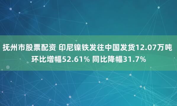 抚州市股票配资 印尼镍铁发往中国发货12.07万吨 环比增幅52.61% 同比降幅31.7%